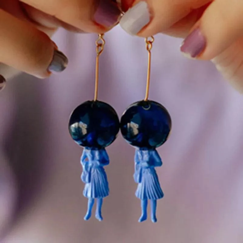 Glass Ball and Lady Drop Earrings - Glova