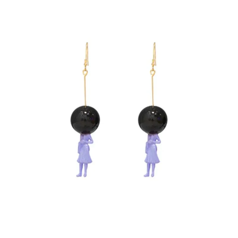 Glass Ball and Lady Drop Earrings - Glova