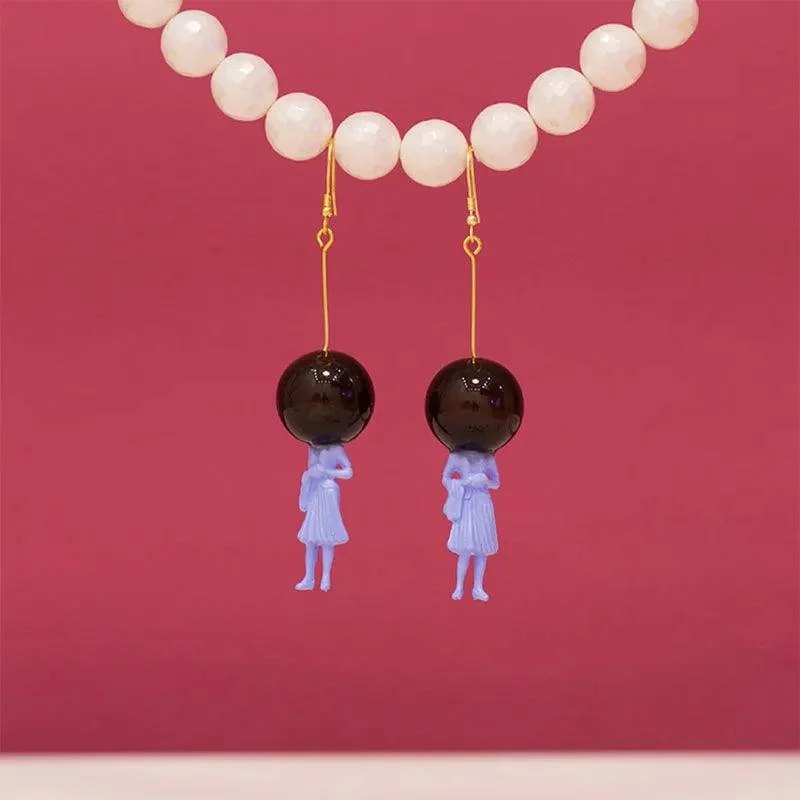 Glass Ball and Lady Drop Earrings - Glova