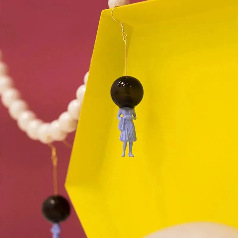 Glass Ball and Lady Drop Earrings - Glova