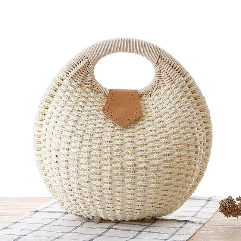 Gloria Snail's Nest Rattan Top Handle Bag - Glova