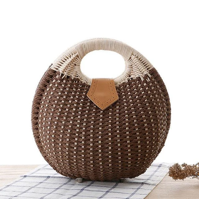 Gloria Snail's Nest Rattan Top Handle Bag - Glova