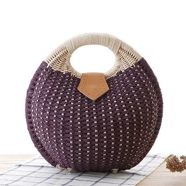 Gloria Snail's Nest Rattan Top Handle Bag - Glova