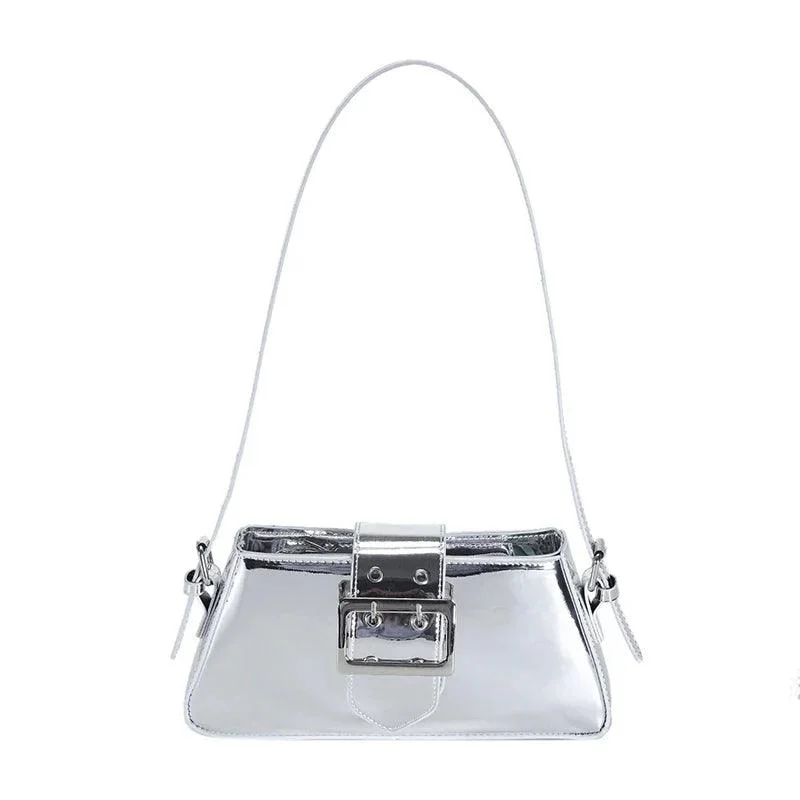 Glossy PU Leather Female Underarm Handbags - Glova