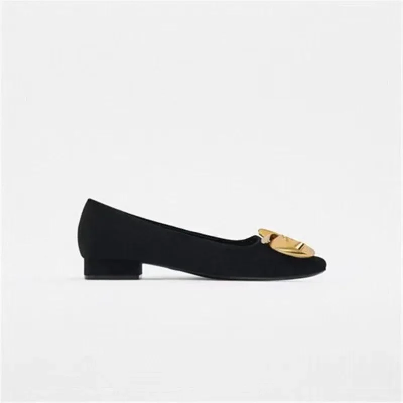 Golden Buckle Block Heel Women Pump Shoes - Glova