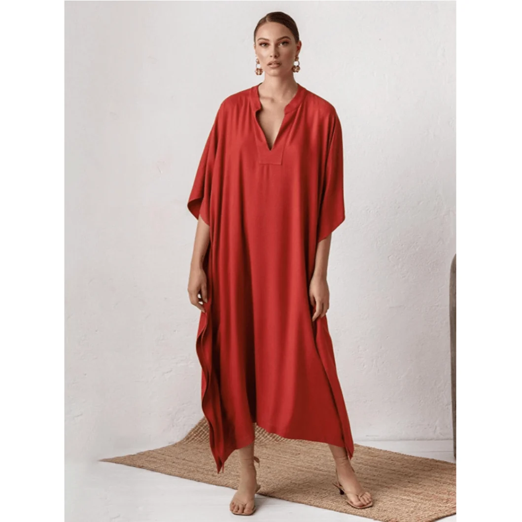 Gracie Silky Kaftan Tunic Dress - 3 Colors - Glova