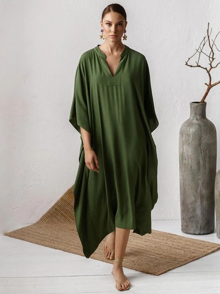 Gracie Silky Kaftan Tunic Dress - 3 Colors - Glova