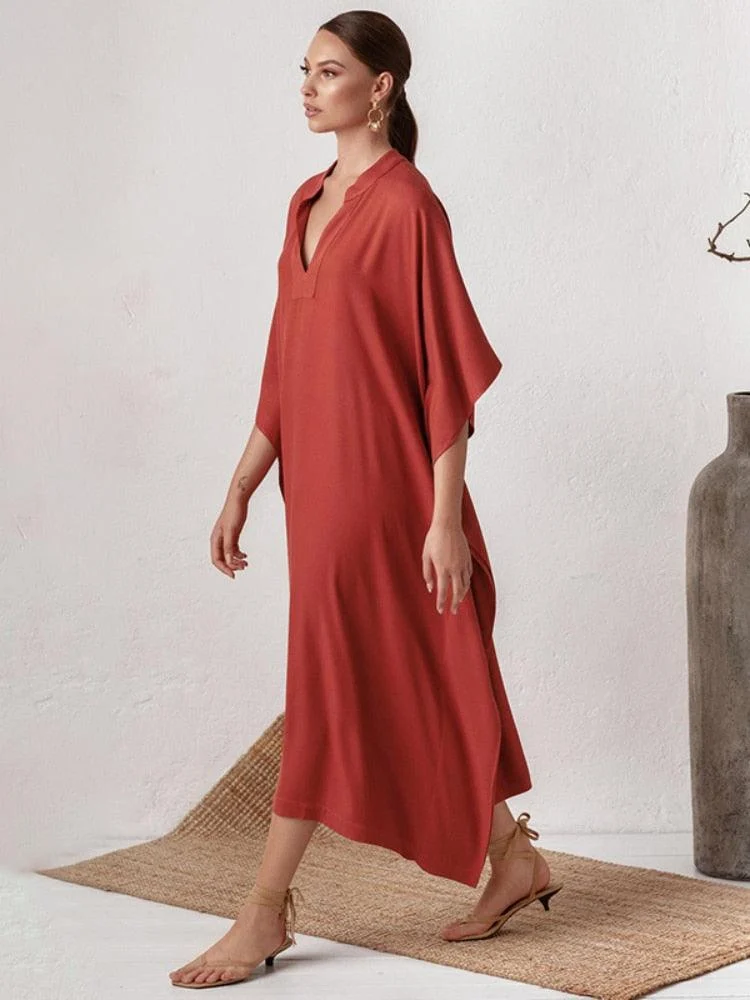 Gracie Silky Kaftan Tunic Dress - 3 Colors - Glova