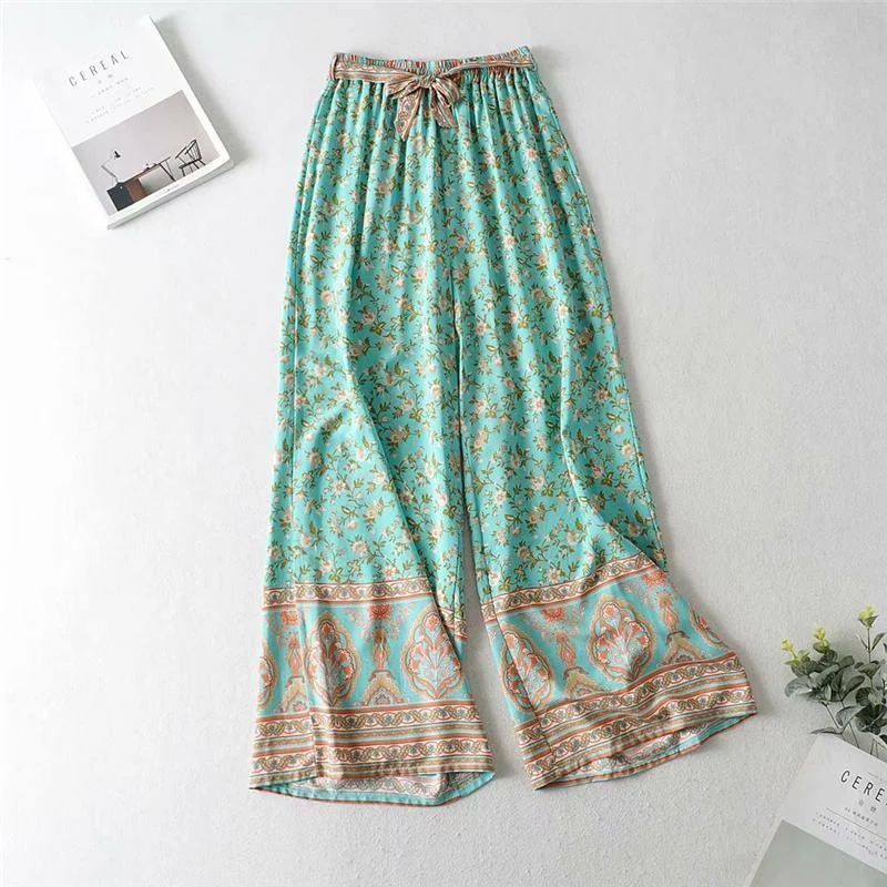 Green Floral Matching Cotton Pant Set - Glova