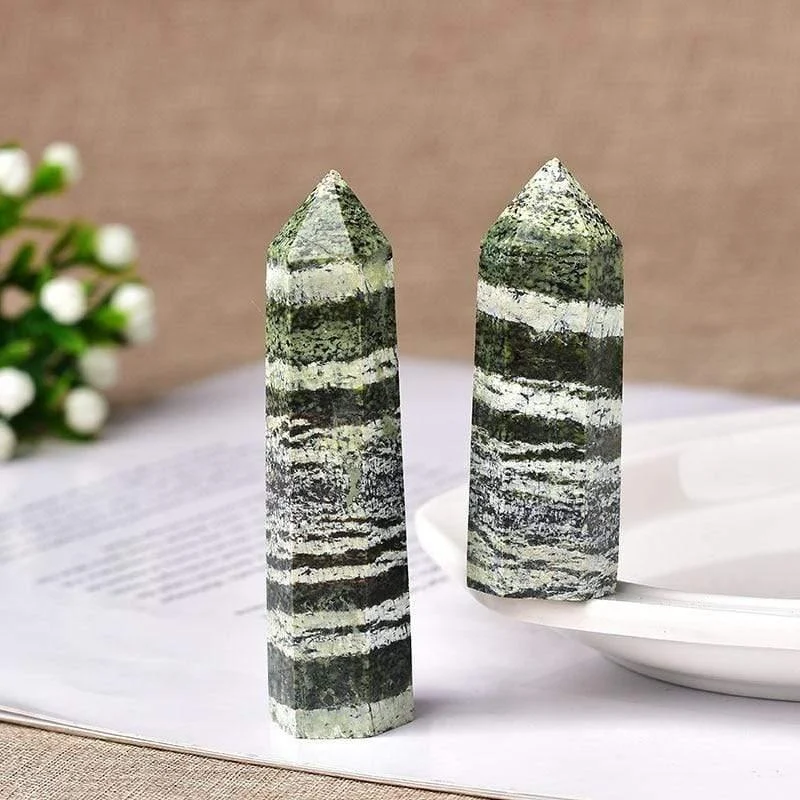 Green Zebra Jasper Crystal Point Tower - Glova