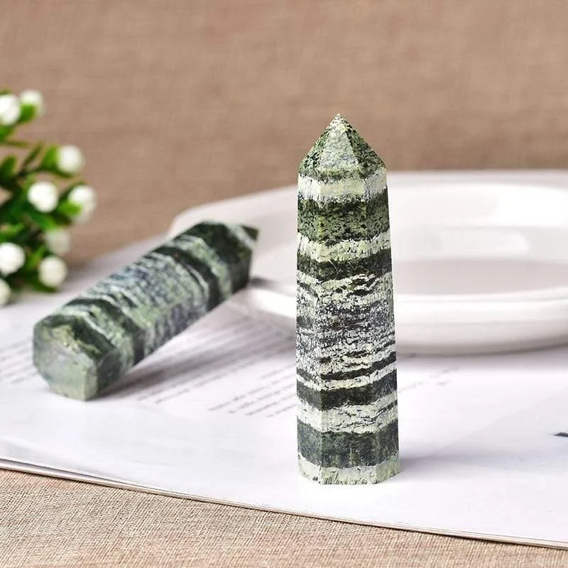 Green Zebra Jasper Crystal Point Tower - Glova