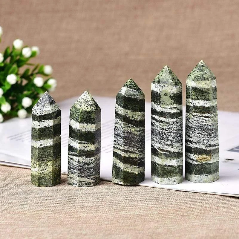 Green Zebra Jasper Crystal Point Tower - Glova