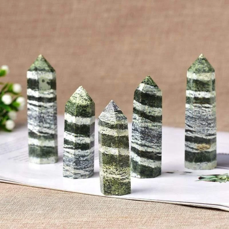 Green Zebra Jasper Crystal Point Tower - Glova