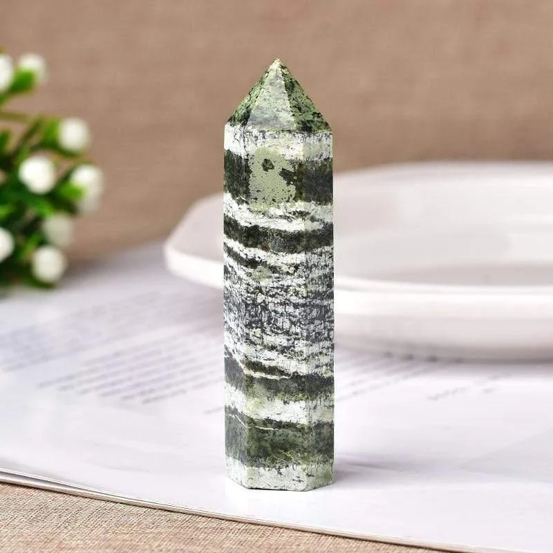 Green Zebra Jasper Crystal Point Tower - Glova