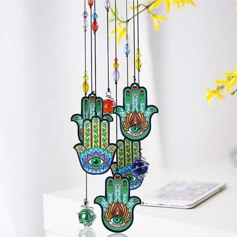 Hamsa Hand Suncatcher Wind Chime - Glova