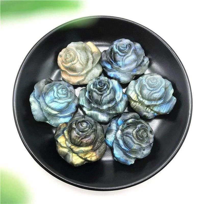 Hand Carved Labradorite Rose Gemstone - Glova