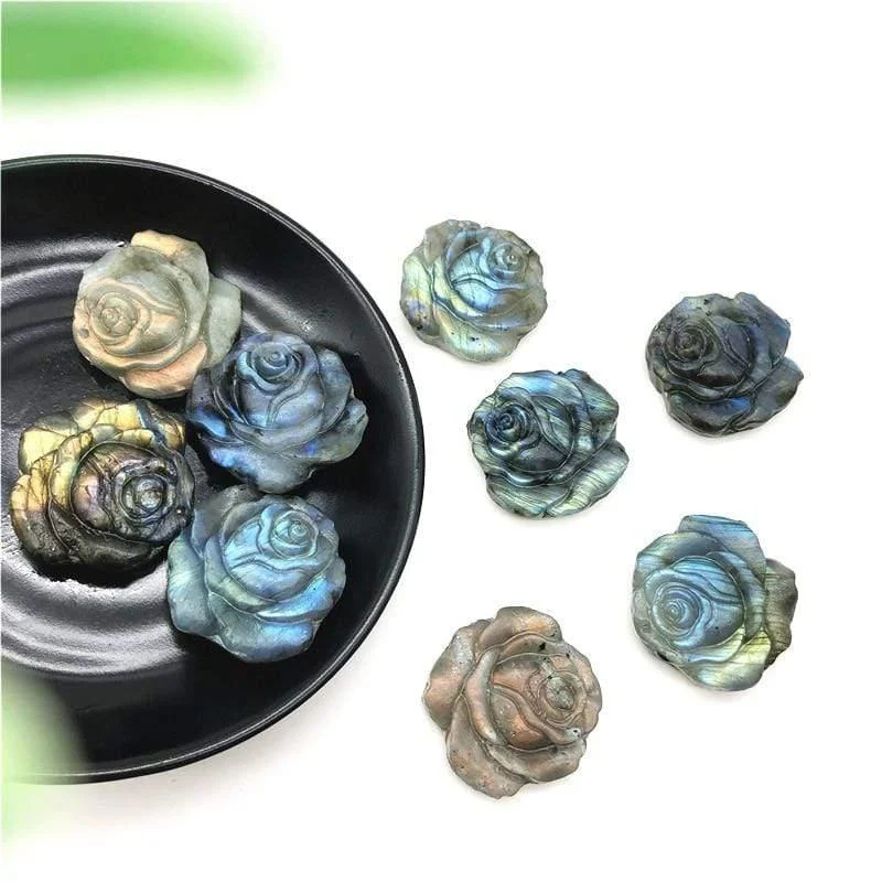 Hand Carved Labradorite Rose Gemstone - Glova