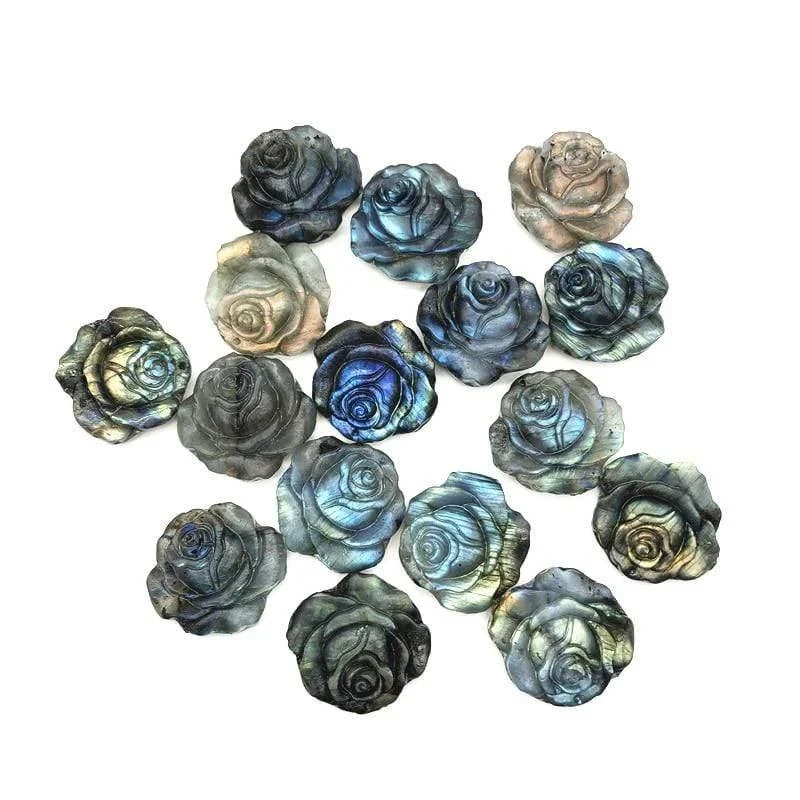 Hand Carved Labradorite Rose Gemstone - Glova