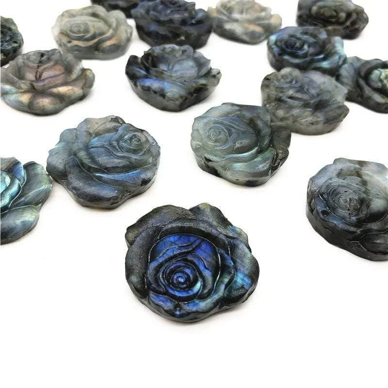 Hand Carved Labradorite Rose Gemstone - Glova