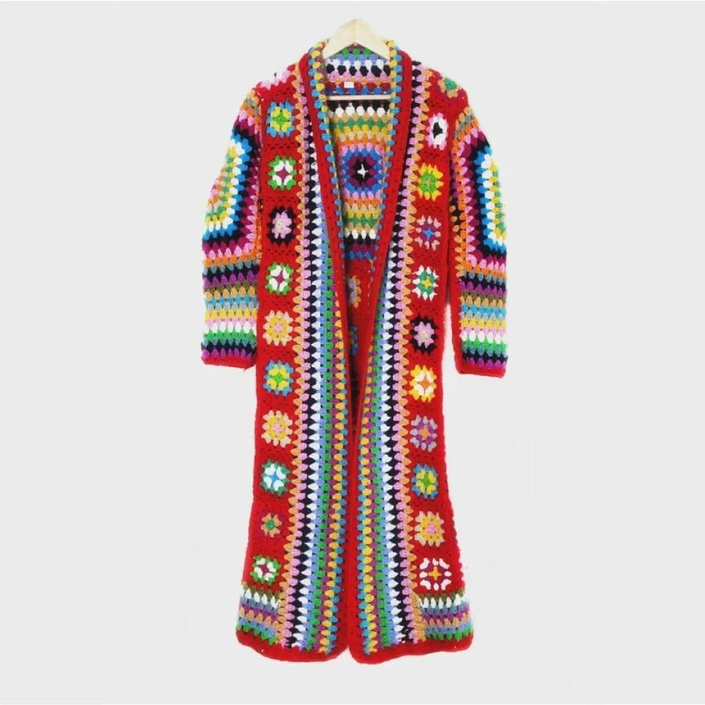 Hand Knitted Rainbow Crochet Cardigan - Glova