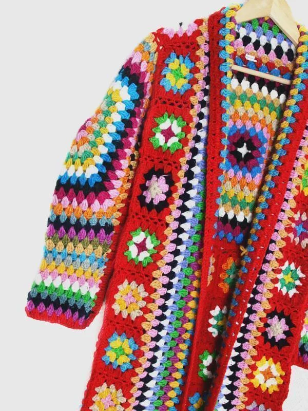 Hand Knitted Rainbow Crochet Cardigan - Glova