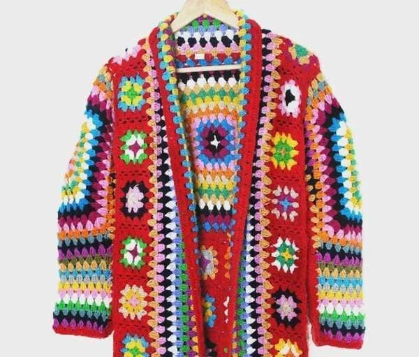 Hand Knitted Rainbow Crochet Cardigan - Glova