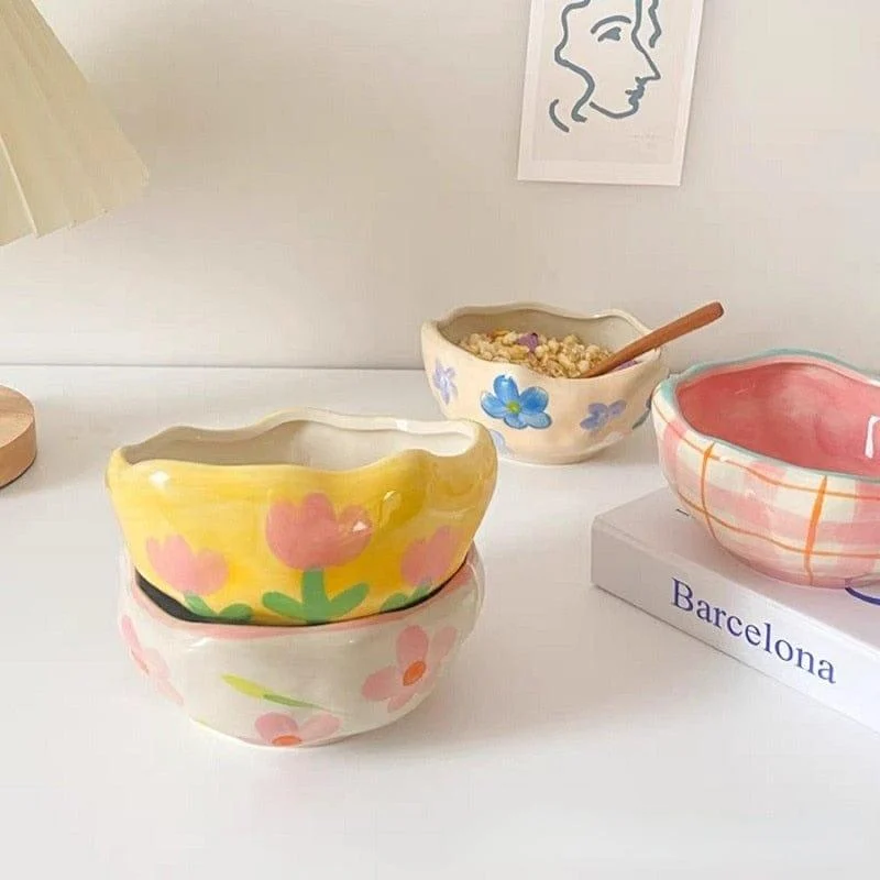 Hand Painted Irregular Ceramic Bowls - Glova