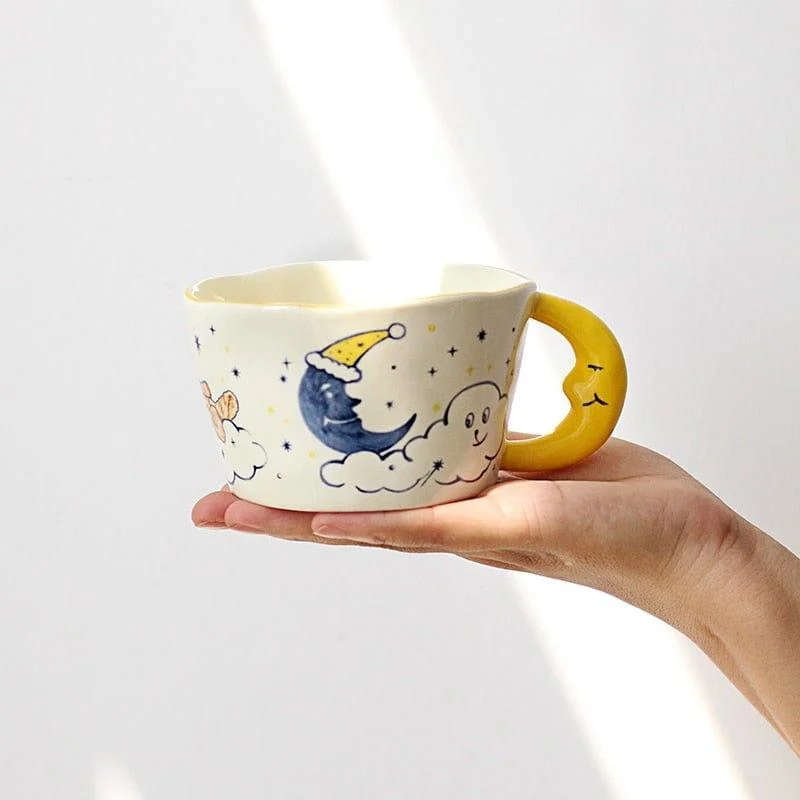 Hand Painted Moon Ceramic Mug - Glova