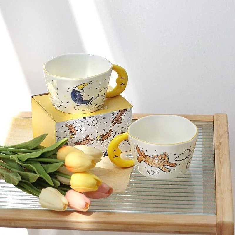 Hand Painted Moon Ceramic Mug - Glova