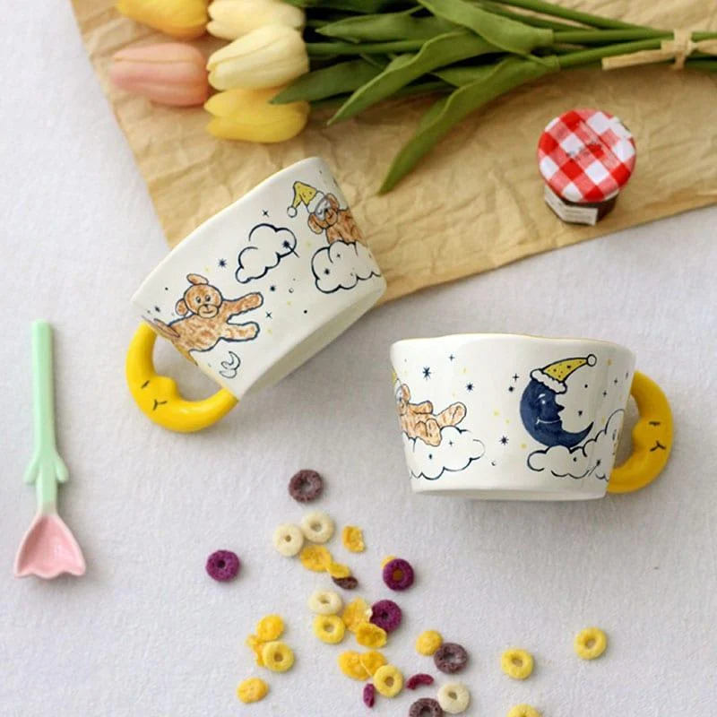 Hand Painted Moon Ceramic Mug - Glova