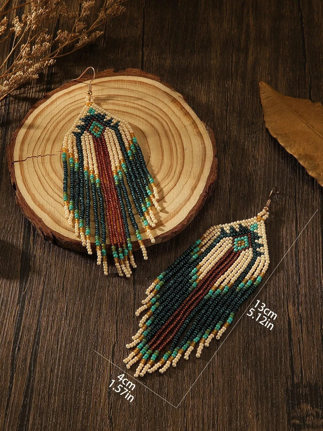 Handcrafted Bohemian Beaded Fringe Earrings - Glova