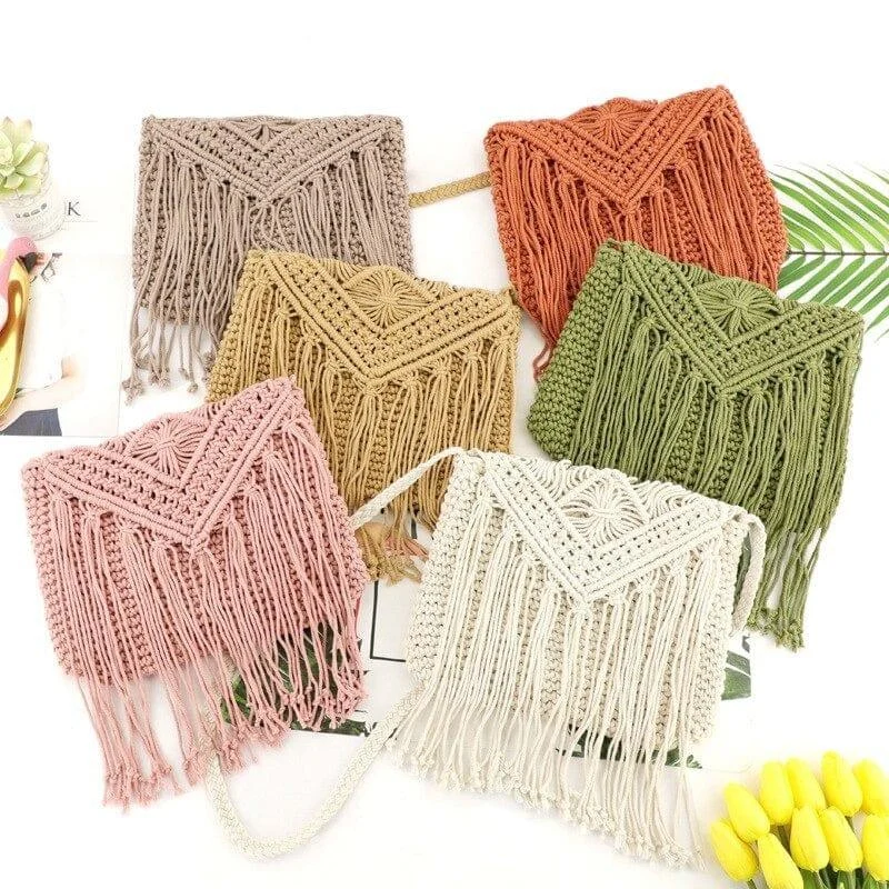 Handmade Crochet Bag with Tassels - Glova