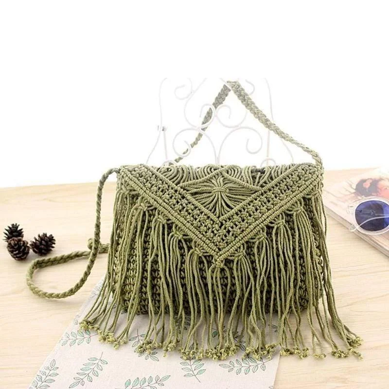 Handmade Crochet Bag with Tassels - Glova