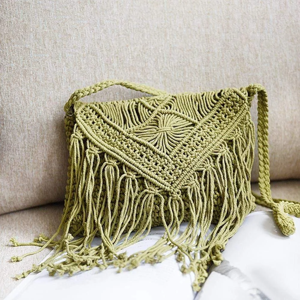 Handmade Crochet Bag with Tassels - Glova