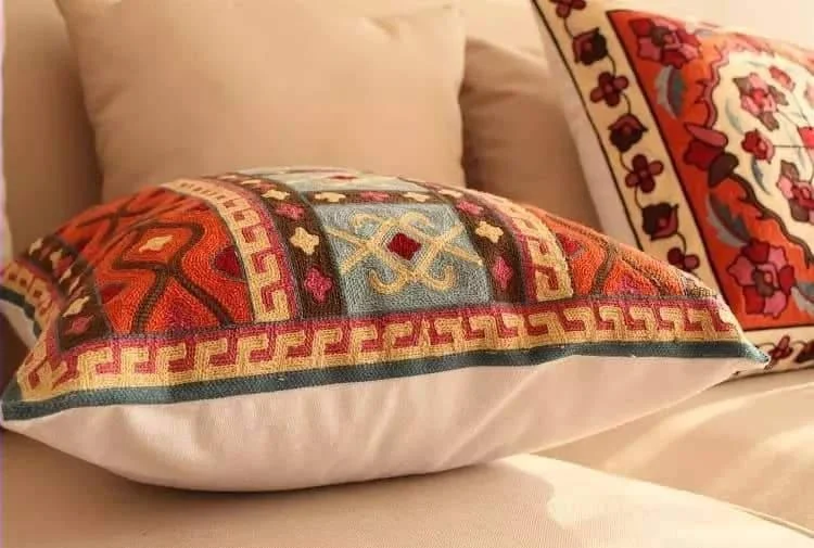 Handmade Geometric Embroidered Cushion Cover - Glova