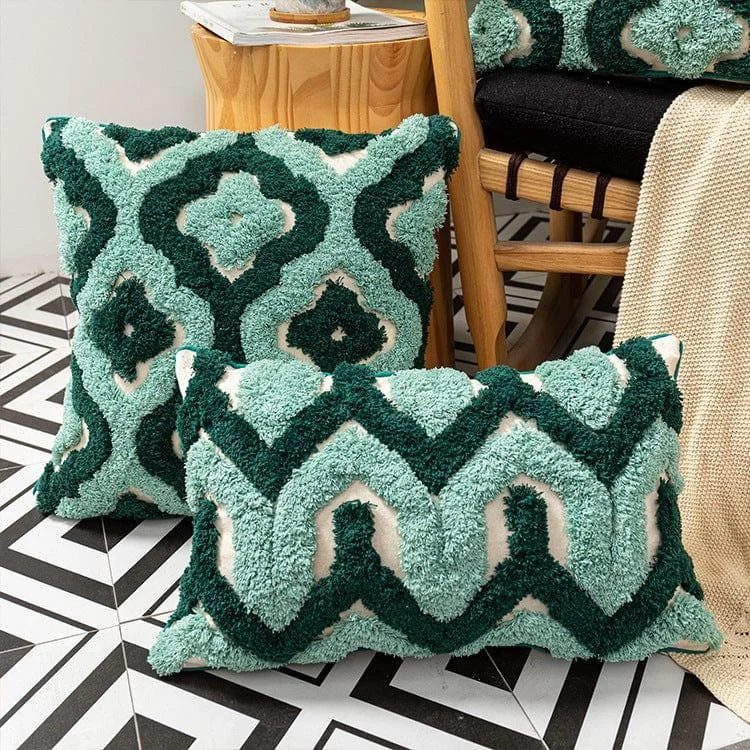 Handmade Green Tufted Pillow Cover - Glova