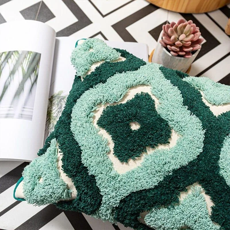 Handmade Green Tufted Pillow Cover - Glova