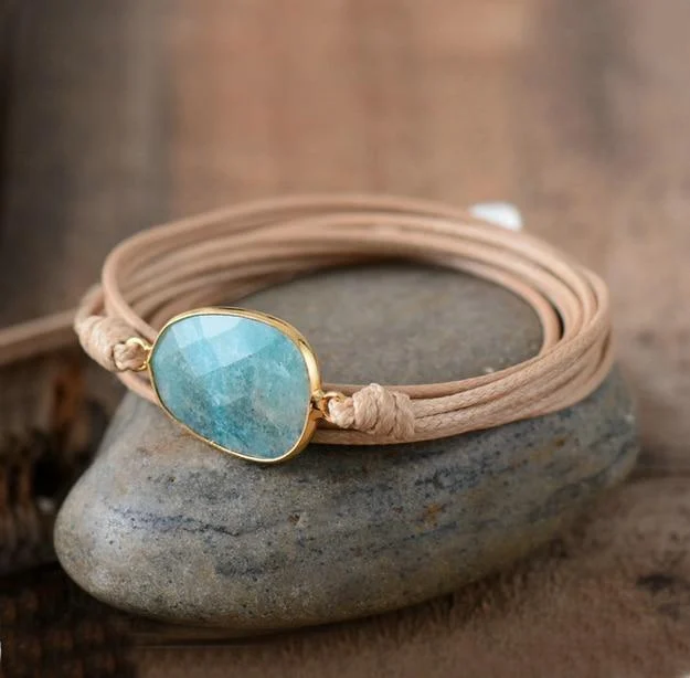 Handmade Natural Amazonite Wrap Bracelet - Glova