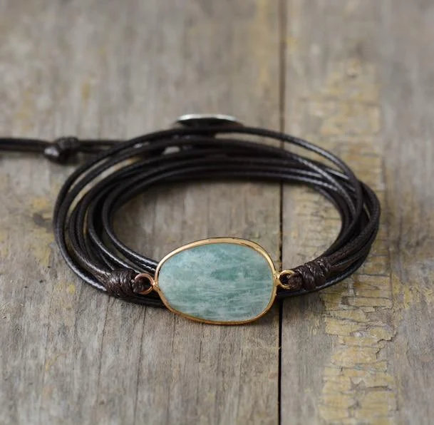 Handmade Natural Amazonite Wrap Bracelet - Glova