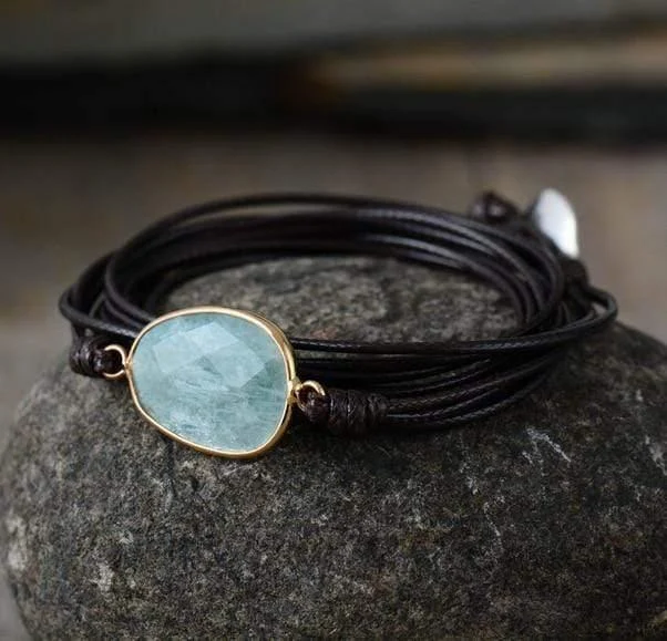 Handmade Natural Amazonite Wrap Bracelet - Glova