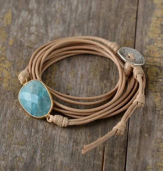 Handmade Natural Amazonite Wrap Bracelet - Glova