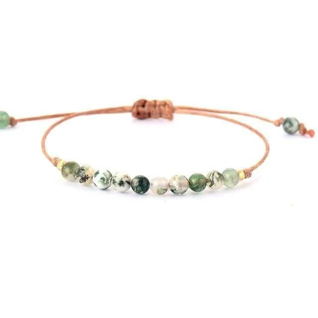 Handmade Natural Tree Agate Stone Adjustable Bracelet - Glova