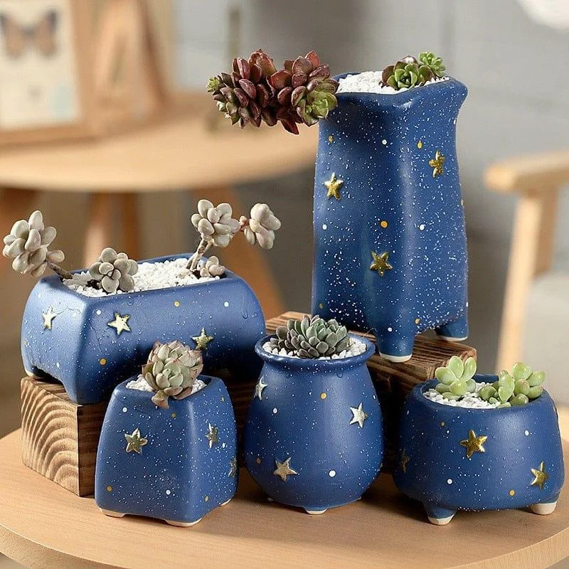 Handmade Starry Design Plant Pots - Glova