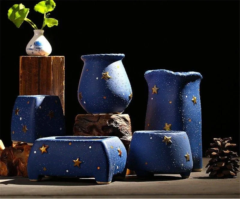 Handmade Starry Design Plant Pots - Glova