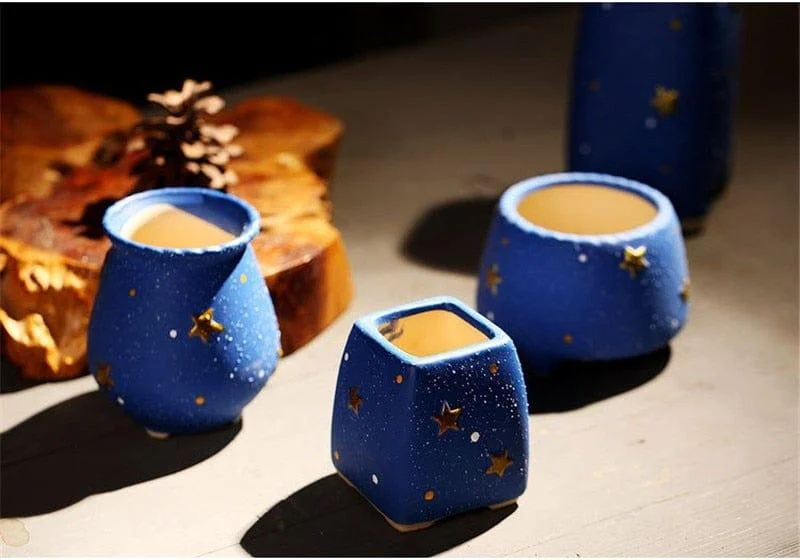 Handmade Starry Design Plant Pots - Glova