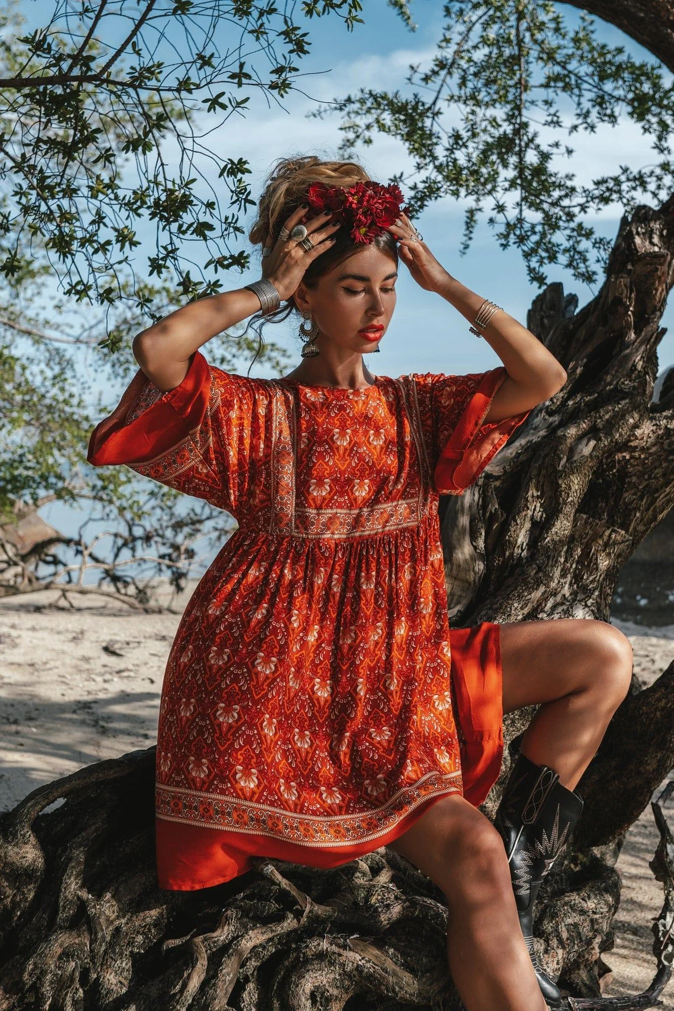 Hannah Boho Tunic Mini Dress - Glova