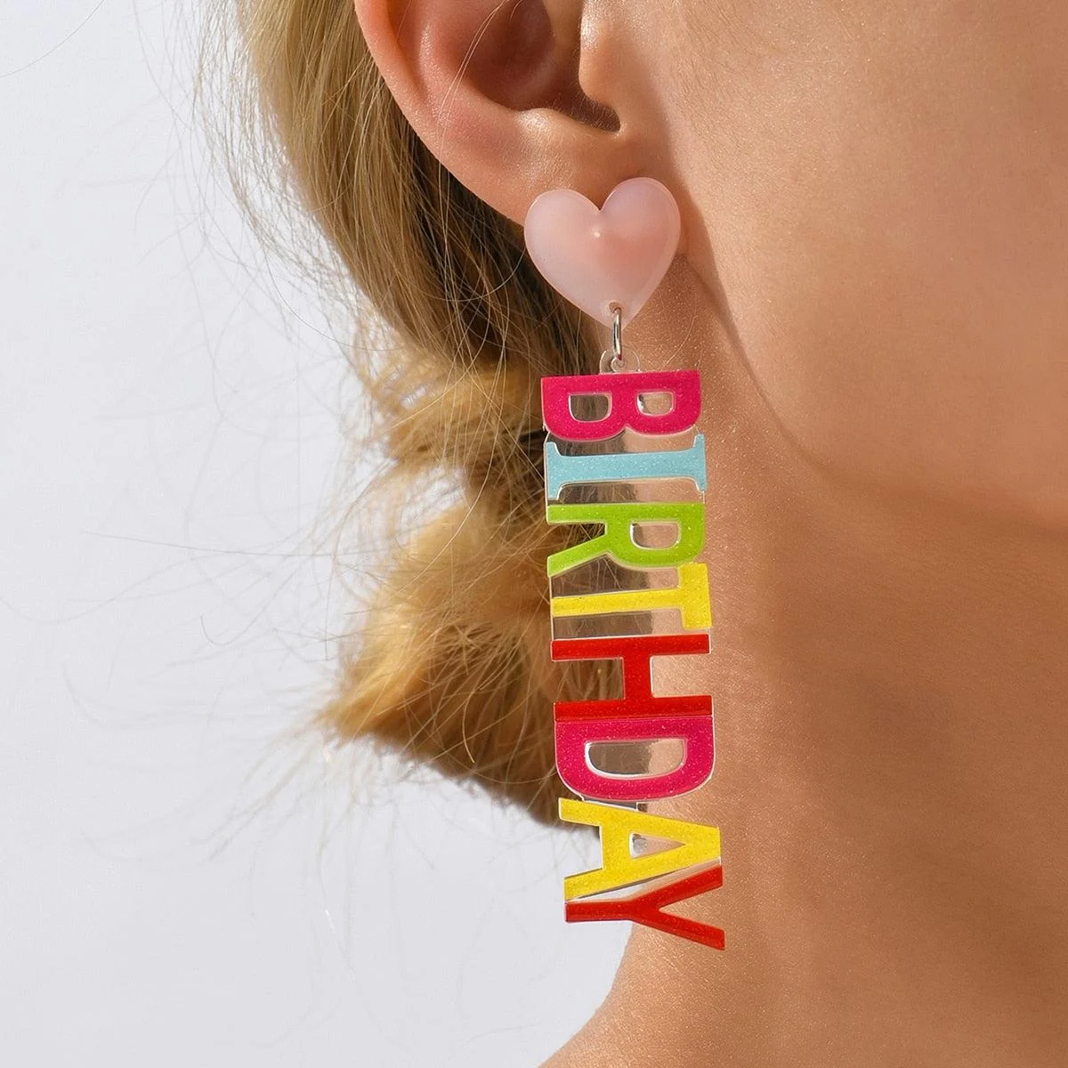 Happy Birthday Acrylic Drop Earrings - Glova