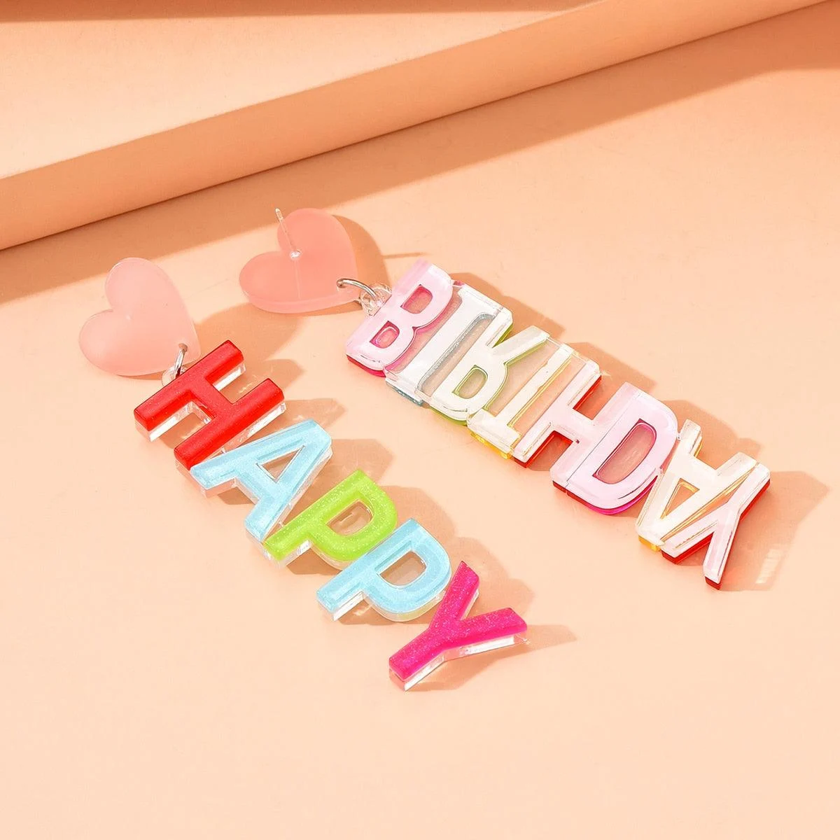 Happy Birthday Acrylic Drop Earrings - Glova