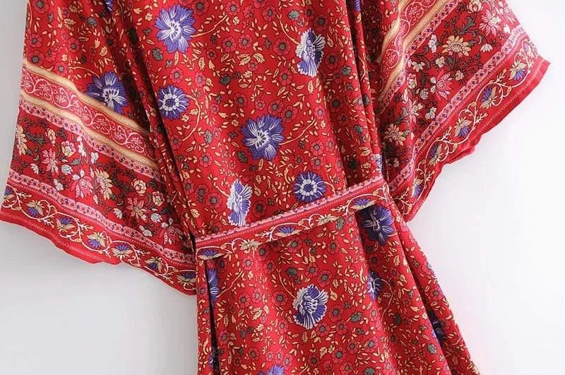 Harper Red Floral Kimono - Glova