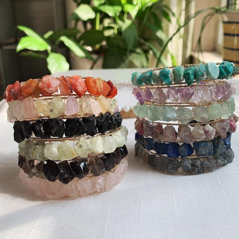 Healing Crystals Cuff Bangle - Glova